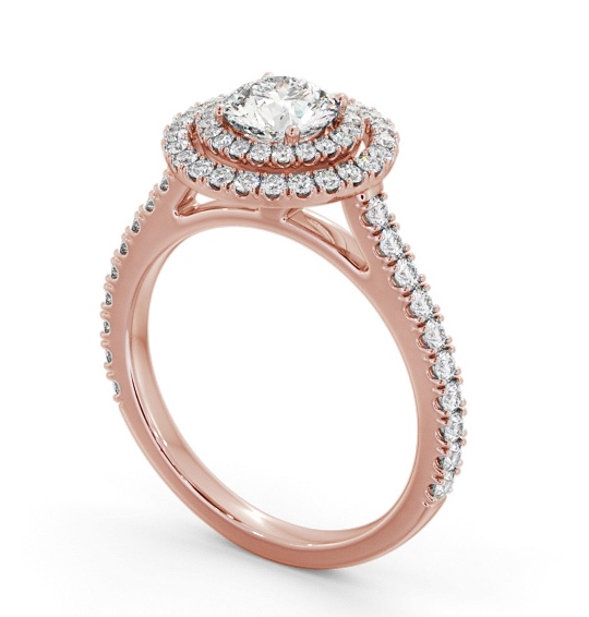 Double Halo Round Diamond Engagement Ring 18K Rose Gold ENRD247_RG_THUMB1