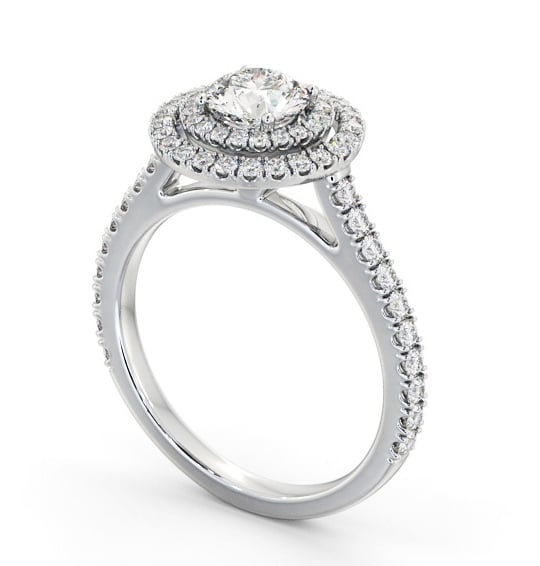  Halo Round Diamond Engagement Ring 18K White Gold - Dilara ENRD247_WG_THUMB1 