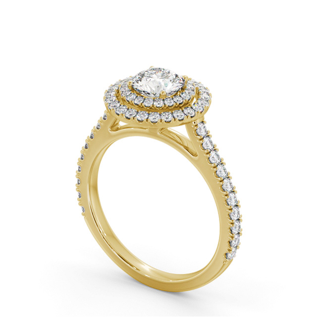 Halo Round Diamond Engagement Ring 18K Yellow Gold - Dilara ENRD247_YG_SIDE