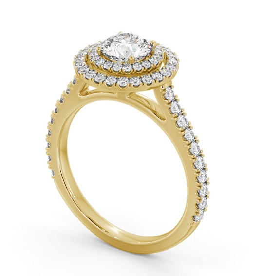  Halo Round Diamond Engagement Ring 18K Yellow Gold - Dilara ENRD247_YG_THUMB1 