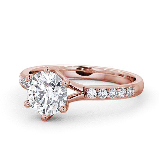  Round Diamond Engagement Ring 18K Rose Gold Solitaire With Side Stones - Almeley ENRD25S_RG_THUMB2 