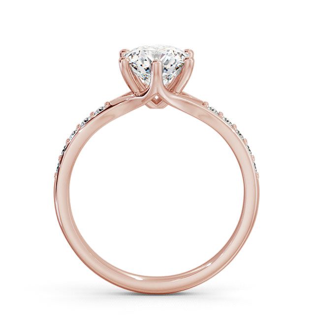 Round Diamond Engagement Ring 18K Rose Gold Solitaire With Side Stones - Almeley ENRD25S_RG_UP