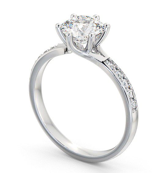 Round Diamond Sweeping Prongs Engagement Ring Palladium Solitaire with Channel Set Side Stones ENRD25S_WG_THUMB1 