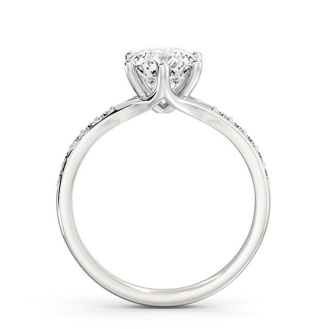 Round Diamond Engagement Ring 18K White Gold Solitaire With Side Stones - Almeley ENRD25S_WG_UP