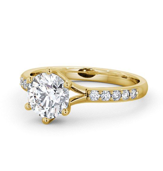  Round Diamond Engagement Ring 9K Yellow Gold Solitaire With Side Stones - Almeley ENRD25S_YG_THUMB2 