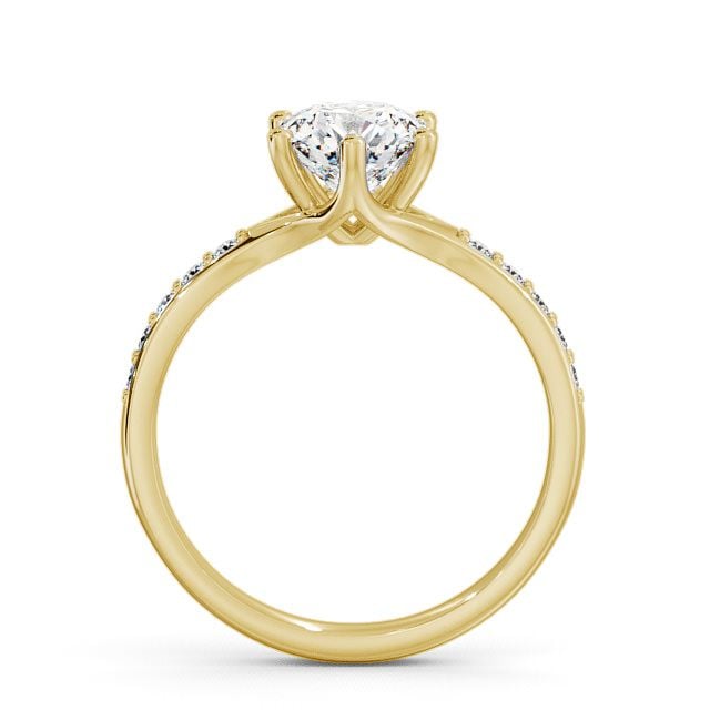 Round Diamond Engagement Ring 18K Yellow Gold Solitaire With Side Stones - Almeley ENRD25S_YG_UP