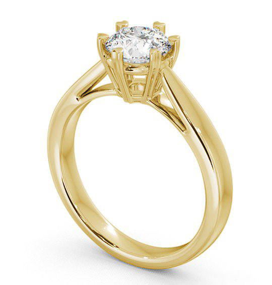 Round Diamond 6 Prong Engagement Ring 18K Yellow Gold Solitaire ENRD26_YG_THUMB1