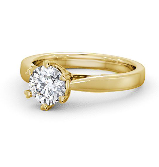 Epney Round Diamond Engagement Ring Six Claw Cathedral Setting ENRD26_YG_THUMB2 
