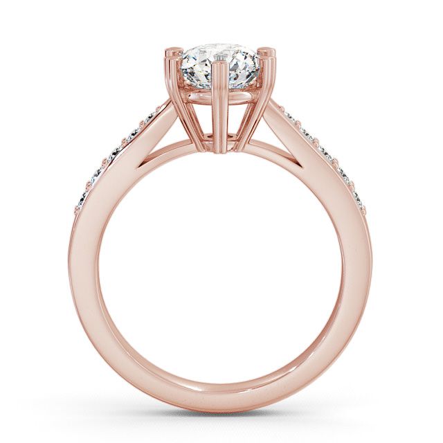 Round Diamond Engagement Ring 18K Rose Gold Solitaire With Side Stones - Pitney ENRD26S_RG_UP