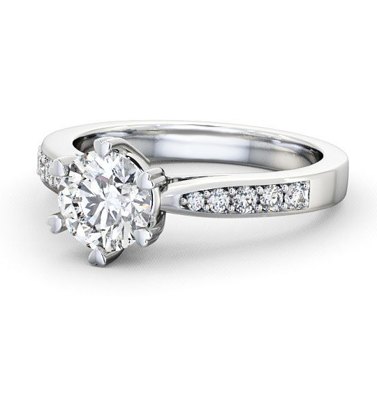 Pitney Round Diamond Engagement Ring Six Claw Tapered Band ENRD26S_WG_THUMB2 