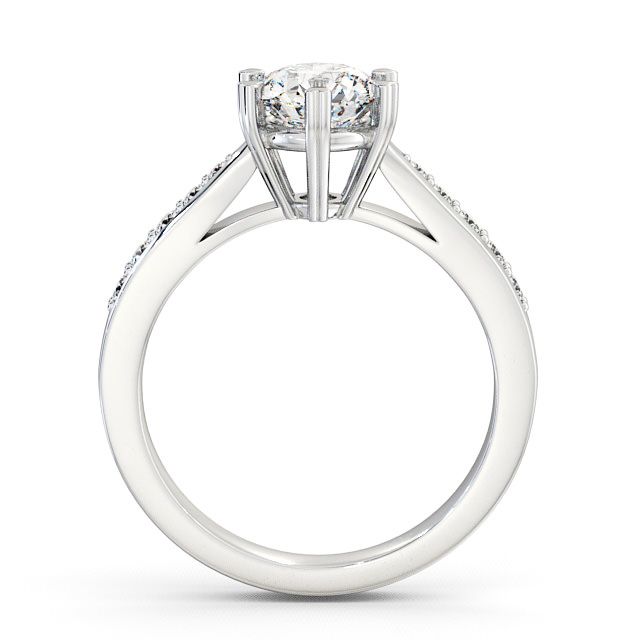 Round Diamond Engagement Ring Platinum Solitaire With Side Stones - Pitney ENRD26S_WG_UP