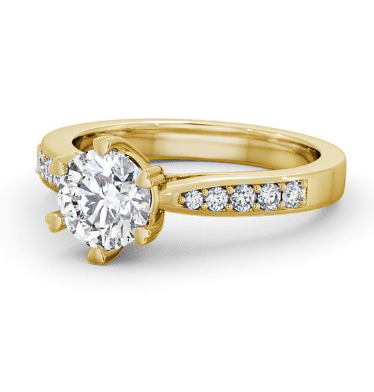 Pitney Round Diamond Engagement Ring Six Claw Tapered Band ENRD26S_YG_THUMB2 