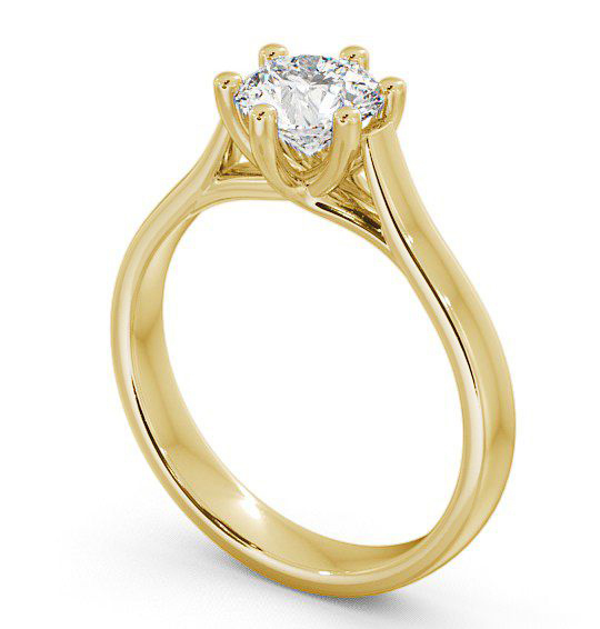 Round Diamond Raised Band Engagement Ring 18K Yellow Gold Solitaire ENRD27_YG_THUMB1 