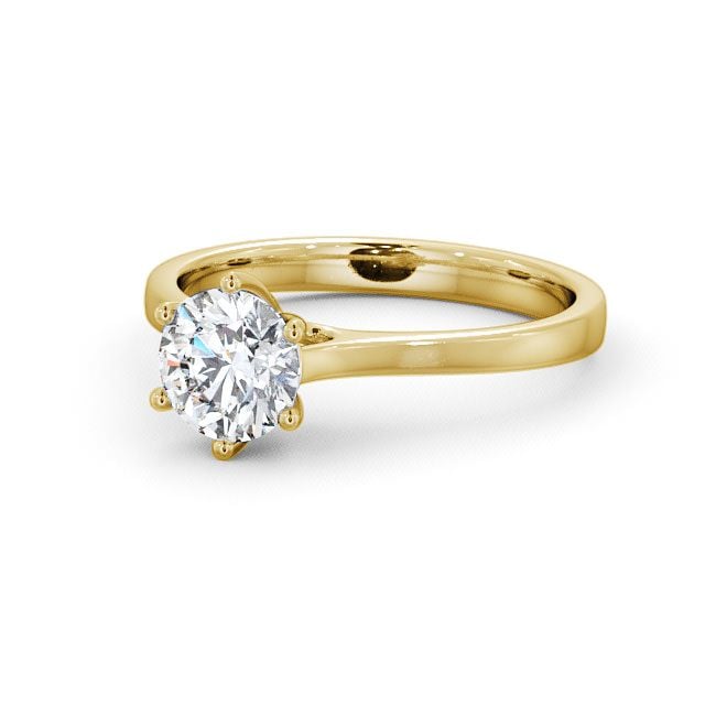 Round Diamond Engagement Ring 9K Yellow Gold Solitaire - Hamsley ENRD28_YG_FLAT
