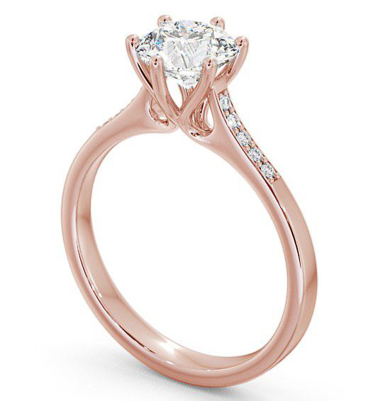 Round Diamond Engagement Ring 9K Rose Gold Solitaire With Side Stones - Isel ENRD28S_RG_THUMB1