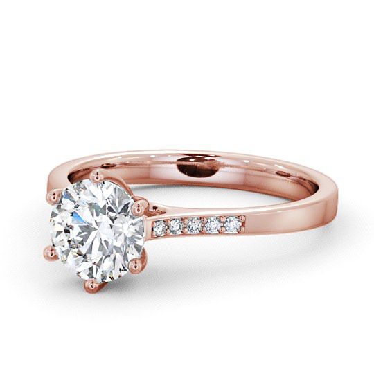 Round Diamond Elegant Style Engagement Ring 18K Rose Gold Solitaire with Channel Set Side Stones ENRD28S_RG_THUMB2 