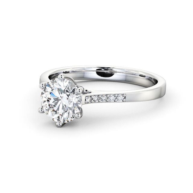 Round Diamond Engagement Ring Palladium Solitaire With Side Stones - Isel ENRD28S_WG_FLAT
