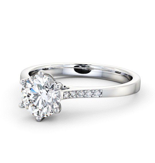 Round Diamond Elegant Style Engagement Ring 9K White Gold Solitaire with Channel Set Side Stones ENRD28S_WG_THUMB2 