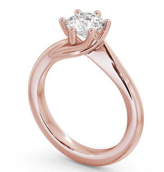 Round Diamond Twisted Head Engagement Ring 9K Rose Gold Solitaire ENRD29_RG_THUMB1