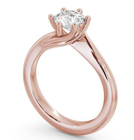 Round Diamond Twisted Head Engagement Ring 9K Rose Gold Solitaire ENRD29_RG_THUMB1 