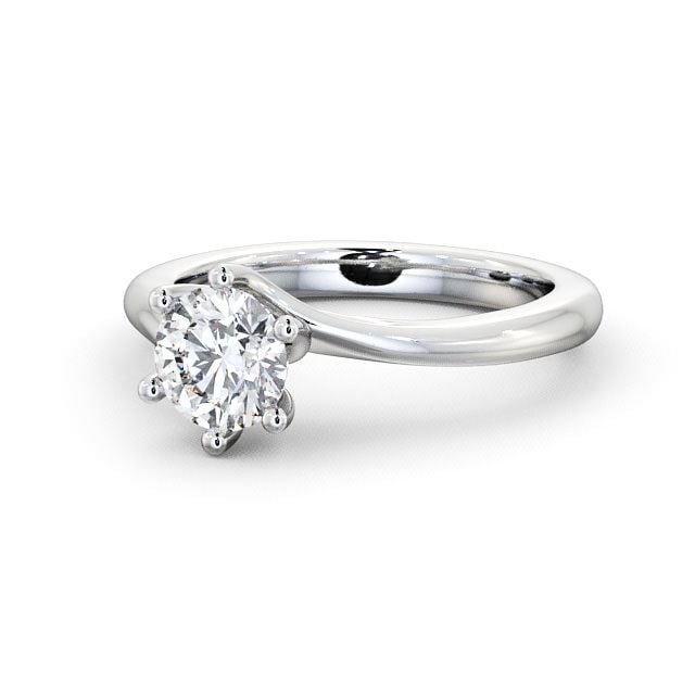 Round Diamond Engagement Ring 18K White Gold Solitaire - Laide ENRD29_WG_FLAT