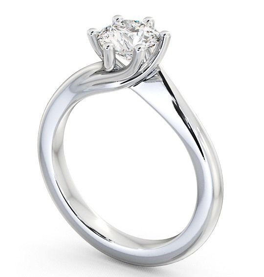 Round Diamond Twisted Head Engagement Ring 18K White Gold Solitaire ENRD29_WG_THUMB1