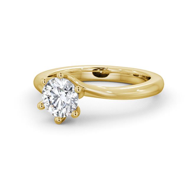 Round Diamond Engagement Ring 18K Yellow Gold Solitaire - Laide ENRD29_YG_FLAT