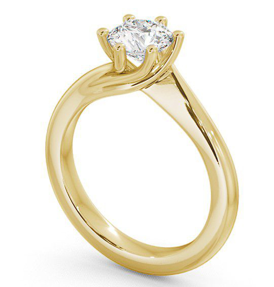 Round Diamond Twisted Head Engagement Ring 9K Yellow Gold Solitaire ENRD29_YG_THUMB1 