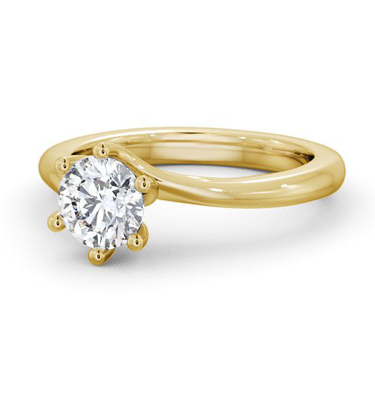 Laide Round Diamond Engagement Ring Six Claw Sweeping Band ENRD29_YG_THUMB2 