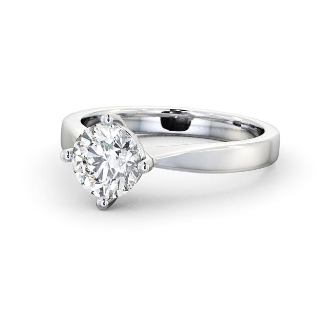 Round Diamond Engagement Ring Platinum Solitaire - Elemore ENRD2_WG_FLAT