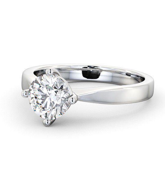  Round Diamond Engagement Ring 18K White Gold Solitaire - Elemore ENRD2_WG_THUMB2 