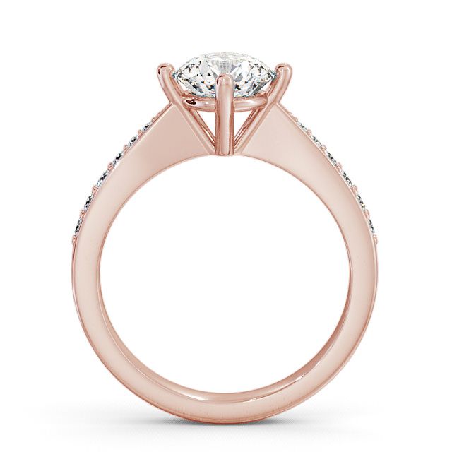 Round Diamond Engagement Ring 9K Rose Gold Solitaire With Side Stones - Amble ENRD2S_RG_UP