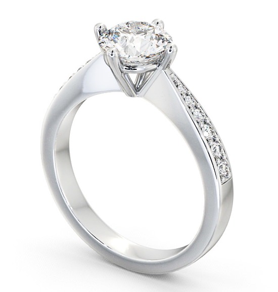 Round Diamond Rotated Head Engagement Ring 18K White Gold Solitaire with Channel Set Side Stones ENRD2S_WG_THUMB1