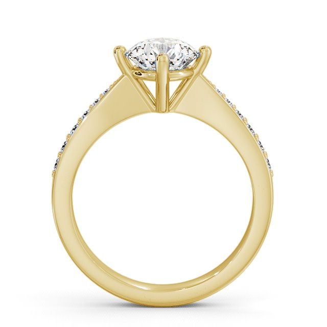 Round Diamond Engagement Ring 18K Yellow Gold Solitaire With Side Stones - Amble ENRD2S_YG_UP
