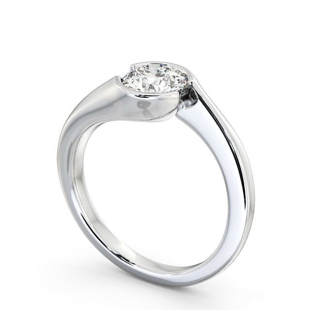 Round Diamond Engagement Ring Platinum Solitaire - Oscroft ENRD30_WG_SIDE