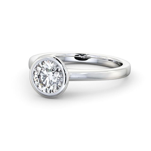Round Diamond Engagement Ring 18K White Gold Solitaire - Priory ENRD31_WG_FLAT