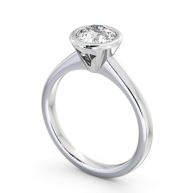 Round Diamond Engagement Ring 9K White Gold Solitaire - Priory ENRD31_WG_SIDE