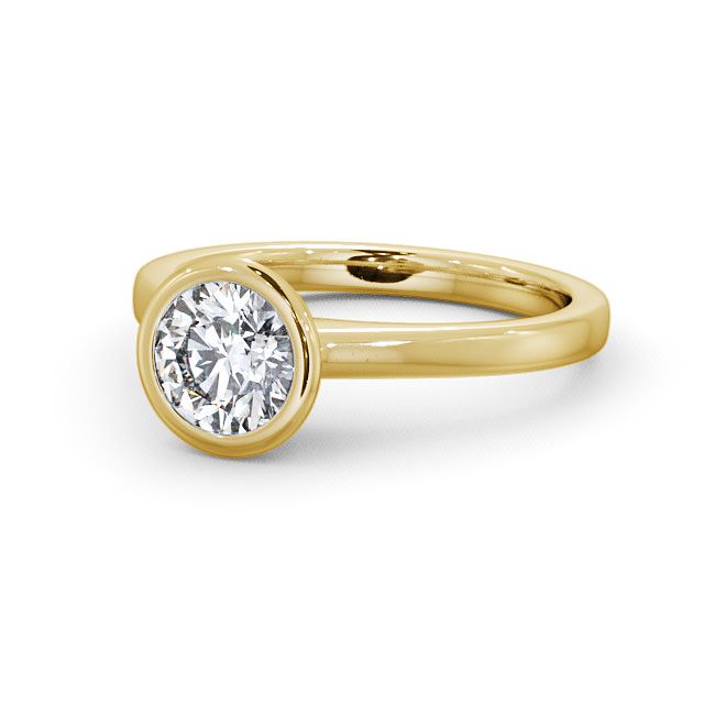 Round Diamond Engagement Ring 18K Yellow Gold Solitaire - Priory ENRD31_YG_FLAT