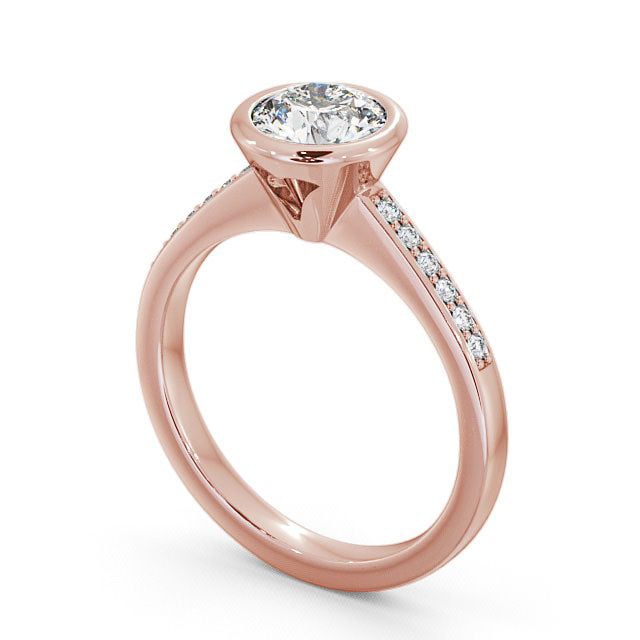Round Diamond Engagement Ring 18K Rose Gold Solitaire With Side Stones - Adeney ENRD31S_RG_SIDE