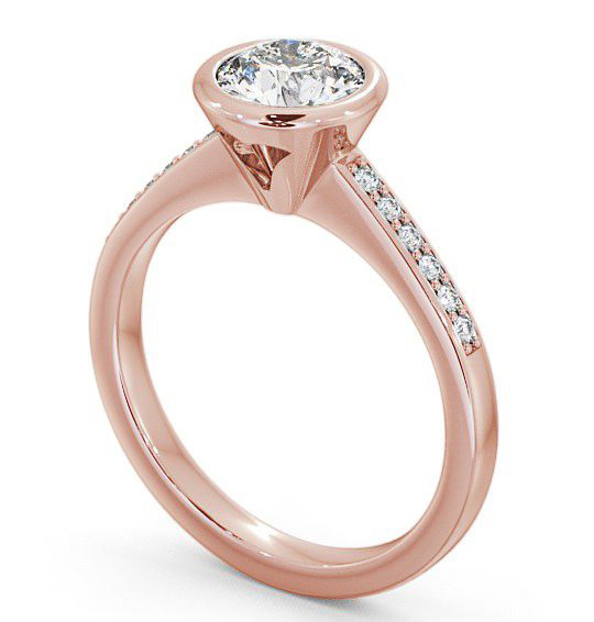 Round Diamond Open Bezel Engagement Ring 9K Rose Gold Solitaire with Channel Set Side Stones ENRD31S_RG_THUMB1