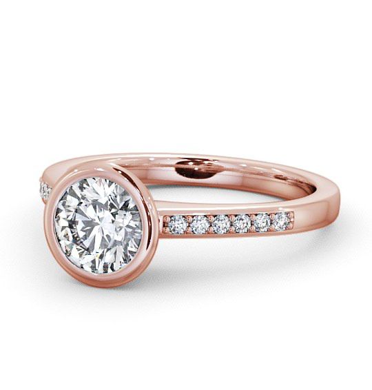 Round Diamond Open Bezel Engagement Ring 18K Rose Gold Solitaire with Channel Set Side Stones ENRD31S_RG_THUMB2 