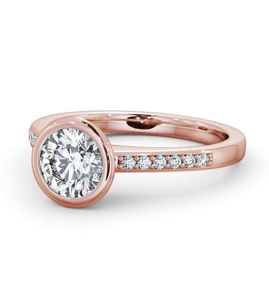  Round Diamond Engagement Ring 9K Rose Gold Solitaire With Side Stones - Adeney ENRD31S_RG_THUMB2 