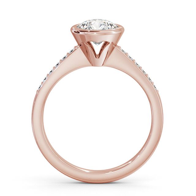 Round Diamond Engagement Ring 18K Rose Gold Solitaire With Side Stones - Adeney ENRD31S_RG_UP