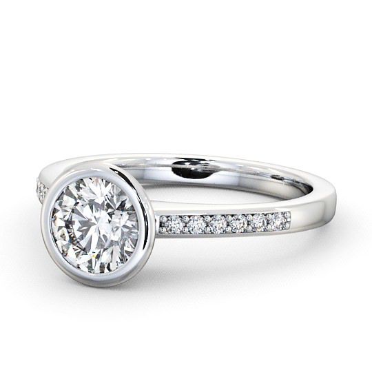  Round Diamond Engagement Ring 18K White Gold Solitaire With Side Stones - Adeney ENRD31S_WG_THUMB2 