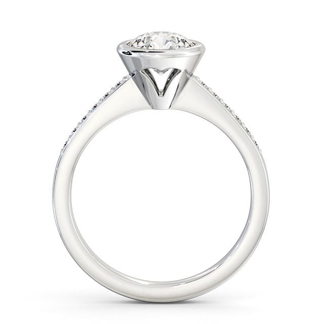 Round Diamond Engagement Ring 9K White Gold Solitaire With Side Stones - Adeney ENRD31S_WG_UP