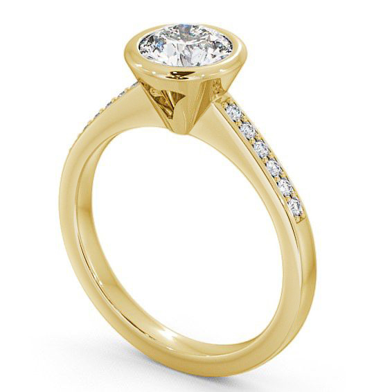 Round Diamond Open Bezel Engagement Ring 9K Yellow Gold Solitaire with Channel Set Side Stones ENRD31S_YG_THUMB1