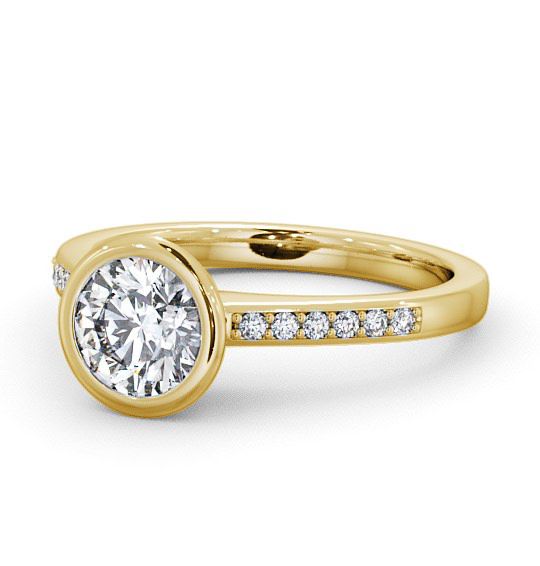  Round Diamond Engagement Ring 9K Yellow Gold Solitaire With Side Stones - Adeney ENRD31S_YG_THUMB2 