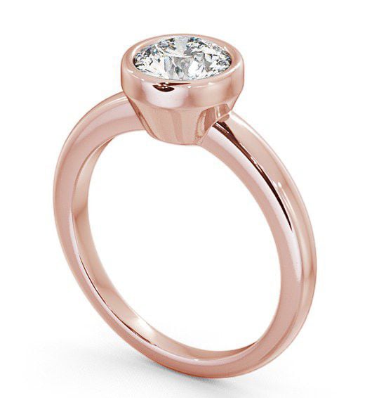Round Diamond Bezel Set Engagement Ring 18K Rose Gold Solitaire ENRD32_RG_THUMB1