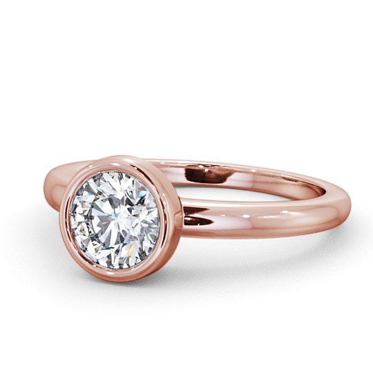 Round Diamond Bezel Set Engagement Ring 18K Rose Gold Solitaire ENRD32_RG_THUMB2 