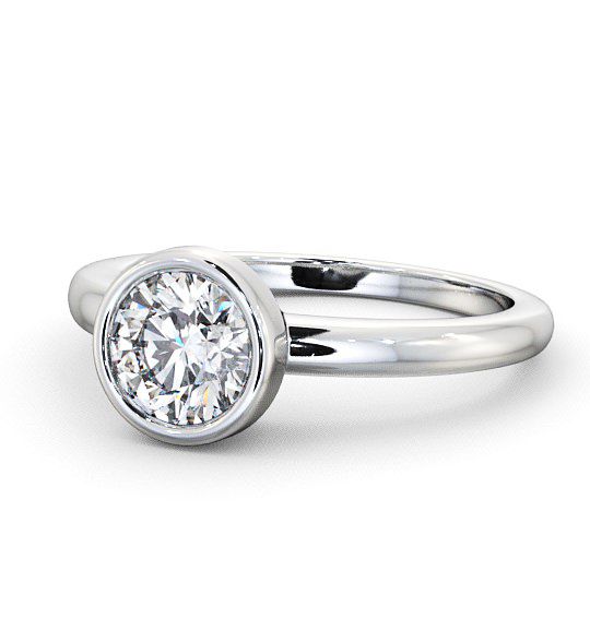 Round Diamond Bezel Set Engagement Ring 18K White Gold Solitaire ENRD32_WG_THUMB2 